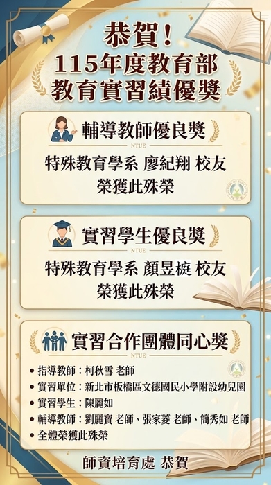 115年度教育部教育實習績優獎海報